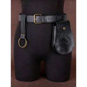 Renaissance Dragon Embossed Belt Bag Pouch Cosplay Medieval LARP Costume